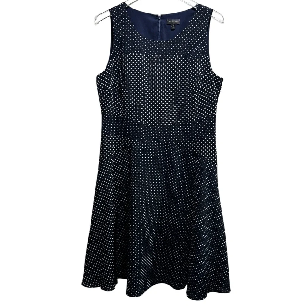 The Limited Blue Polka Dot A-Line Dress Sleeveless Crew Neck Size 12 - Picture 7 of 7